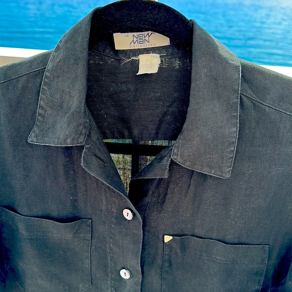 NEW MAN LINEN BLACK SHIRT